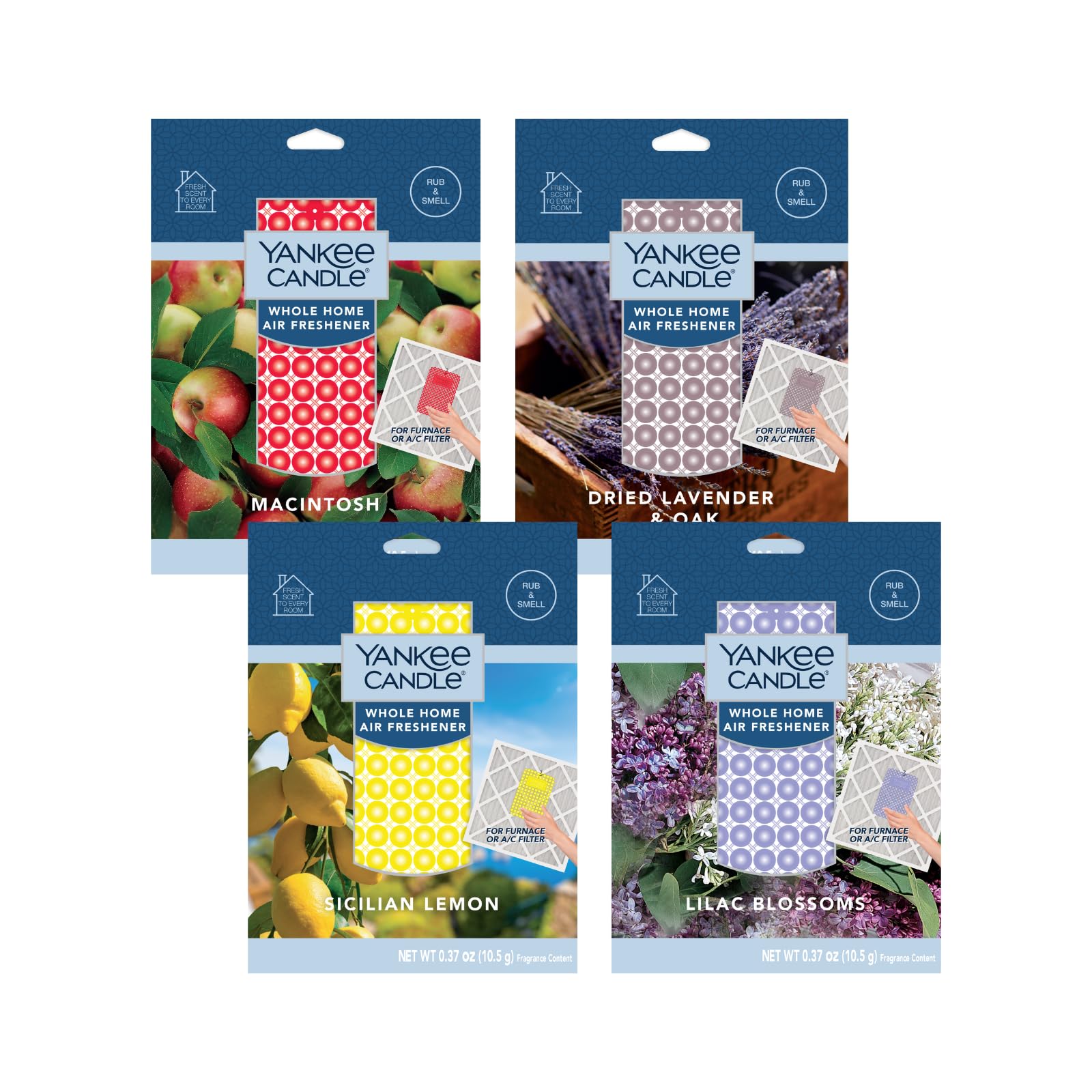 Yankee Candle Whole Home Air Freshener Variety Pack (Sage Citrus, Lilac Blossoms, Dried Lavender &amp; Oak, &amp; Sicilian Lemon) (1ea / Pack of 4)