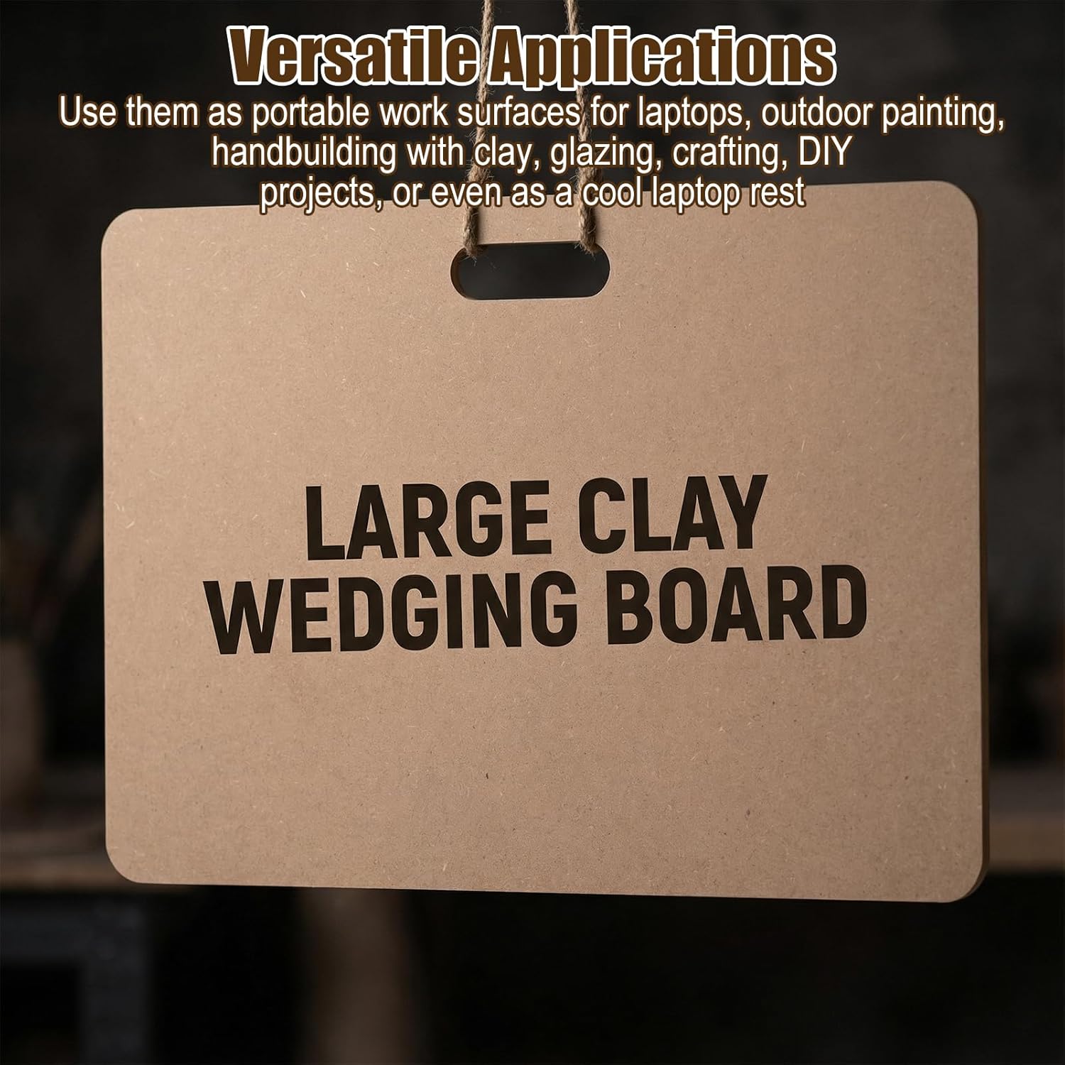 Afcabakila 2 Pcs Wedging Board for Pottery, Clay Board with Handle, 9mm Thick MDF Clay Wedging Boards for Ceramics, Pottery & Sculpting, Non-slip Surface & Portable Design, Boards for Clays Enthusiast