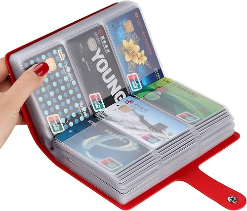 Organizador de tarjetas de crédito RFID, soporte para tarjetas de visita para hombres y mujeres con 96 ranuras para tarjetas, soporte de cuero de