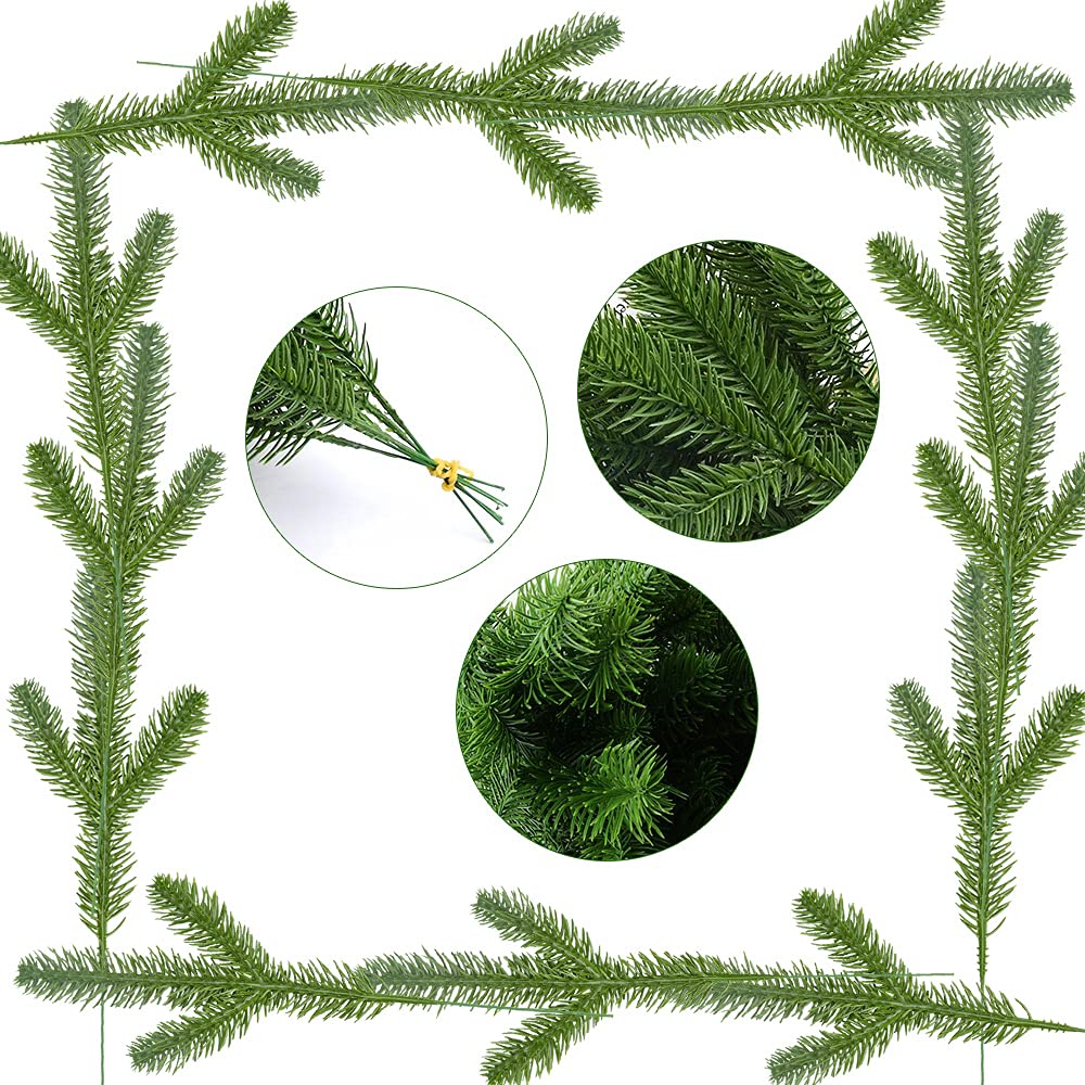 20 Pezzi Rami di Pino Artificiale Rami Natalizi Decorativi Abete Finto Rami di Pino Finti Ramo