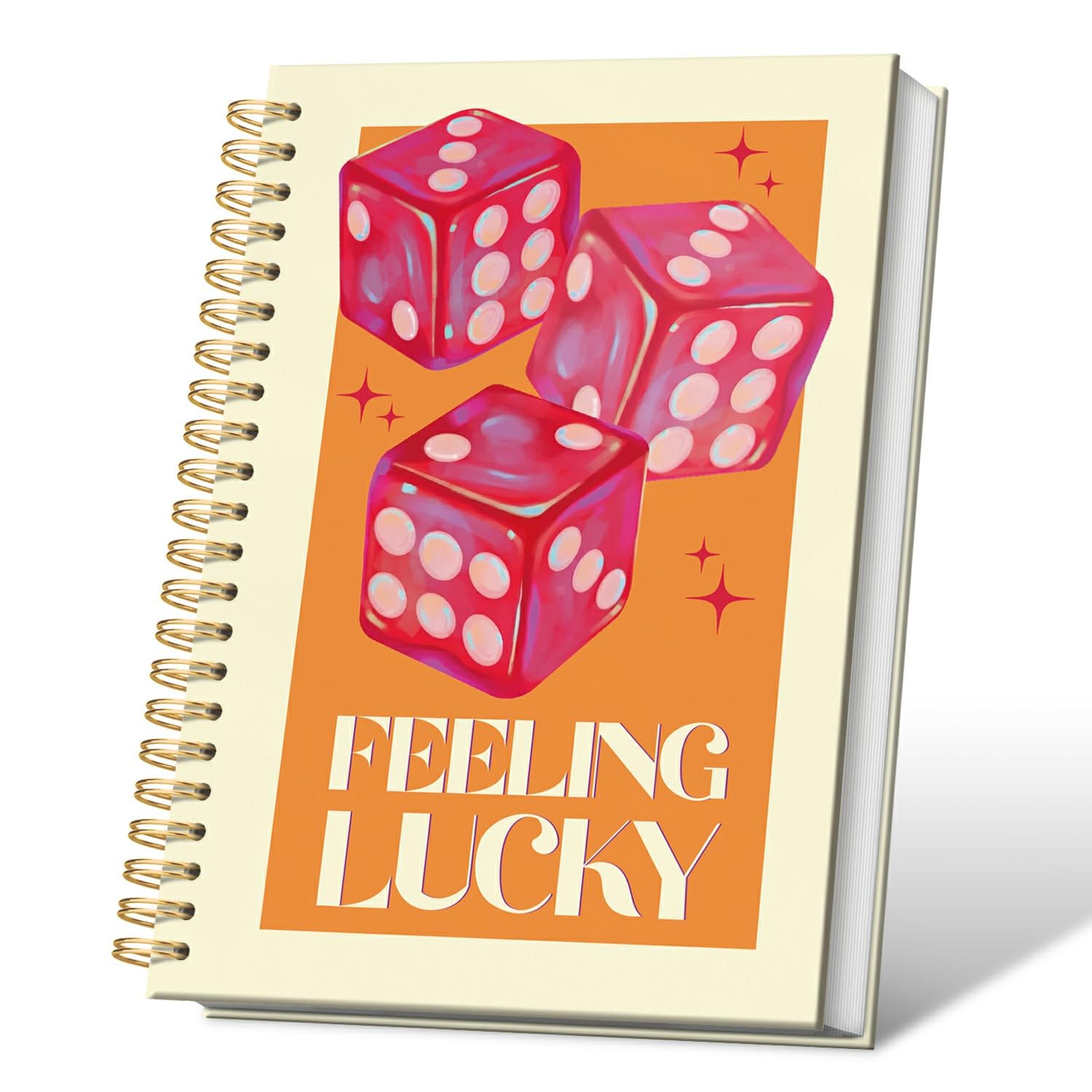 VONTP Trendiges adrettes Notizbuch, Feeling Lucky Dice Spiralnotizbuch, Hardcover, Kokett-Tagebuch, College-Notizbuch, Tagebuch zum Schreiben, adrettes Geschenk für Frauen, Teenager, Mädchen, 14 x 21