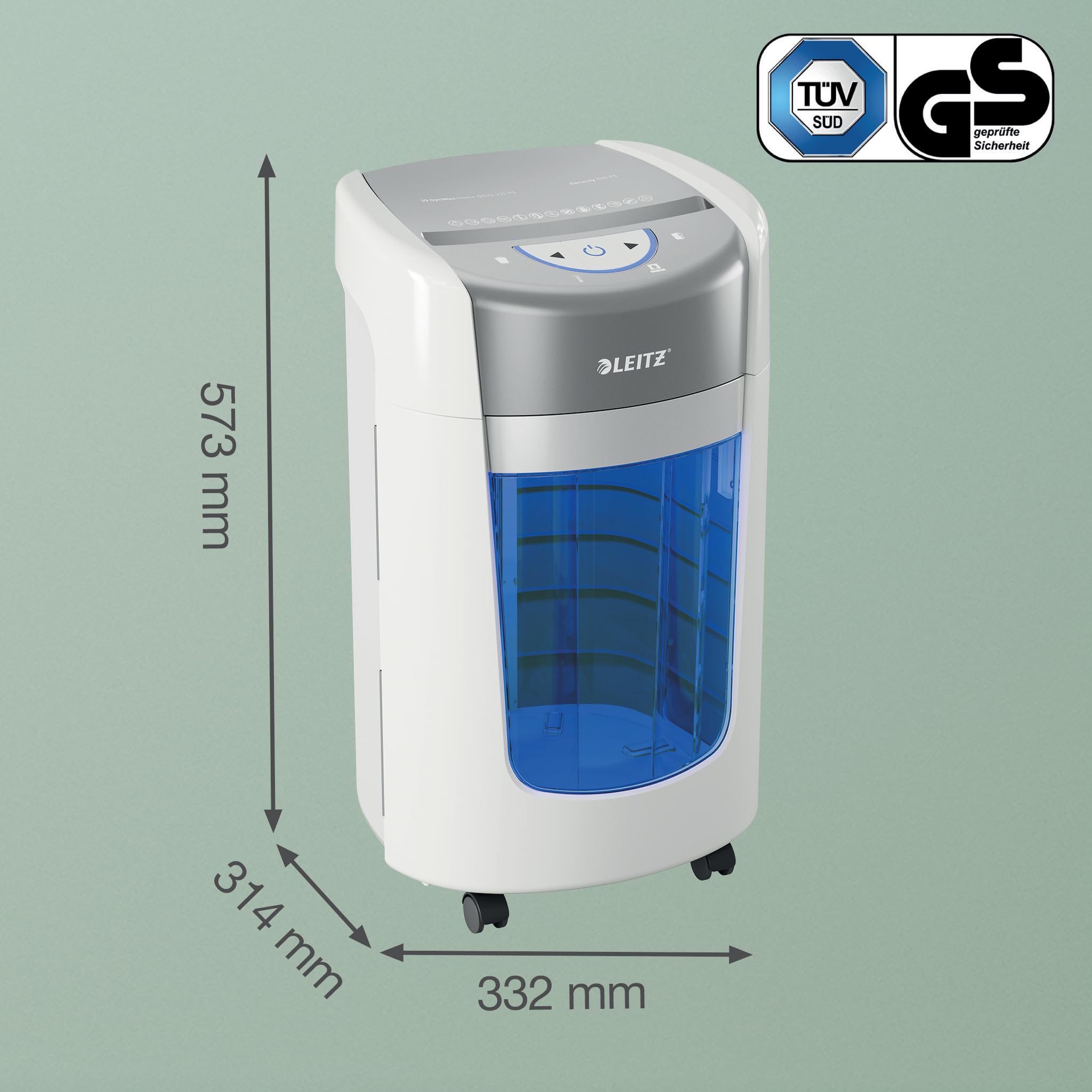 Leitz IQ Optimax Home Office 225 Destructeur de Papier Coupe Micro P5, 8-6 Feuilles, 225 x A4 (15L)