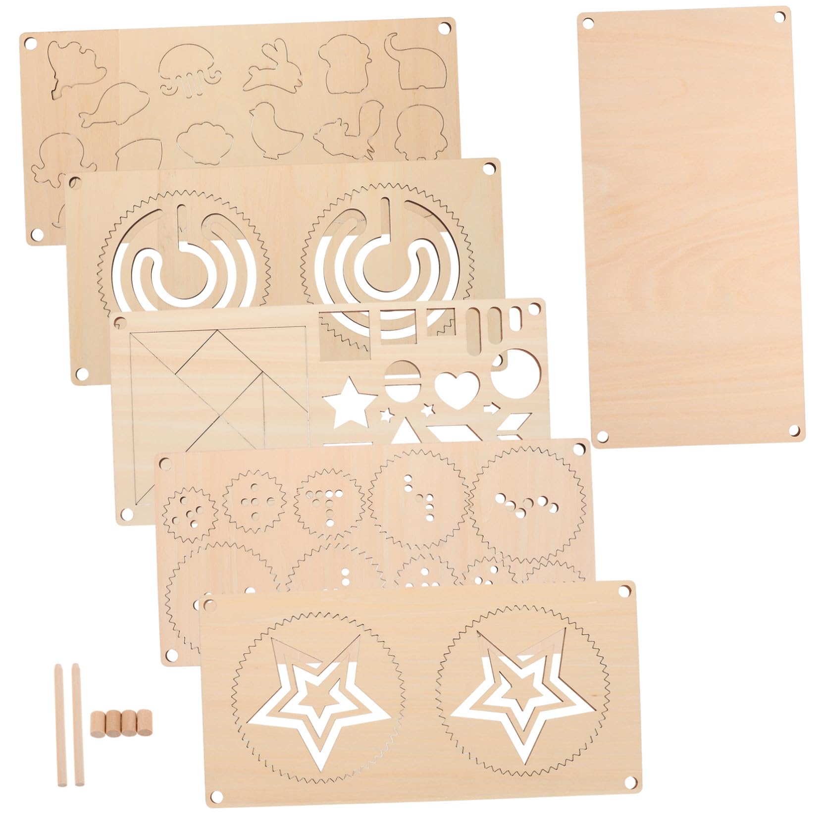 Tablero de Actividades Montessori de Madera Beige, 5 Piezas