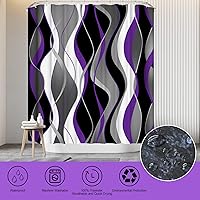 Vista 4 de beifivcl Juego de 4 cortinas de ducha moradas con alfombras antideslizantes, cubierta para tapa de inodoro y tapete de baño, juego de accesorios