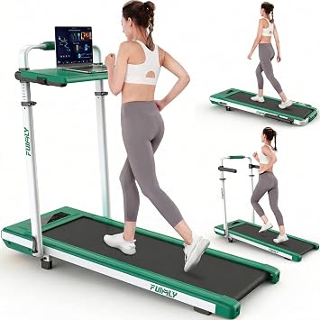 Walking Pad Treadmill with Desk Workstation, 15% Incline Treadmill with Handle Bar, Foldable Treadmills Under Desk for Home/Office, 400 lbs+ Capacity, Adjustable Height, Removable Desk, 3.5HP Motor
