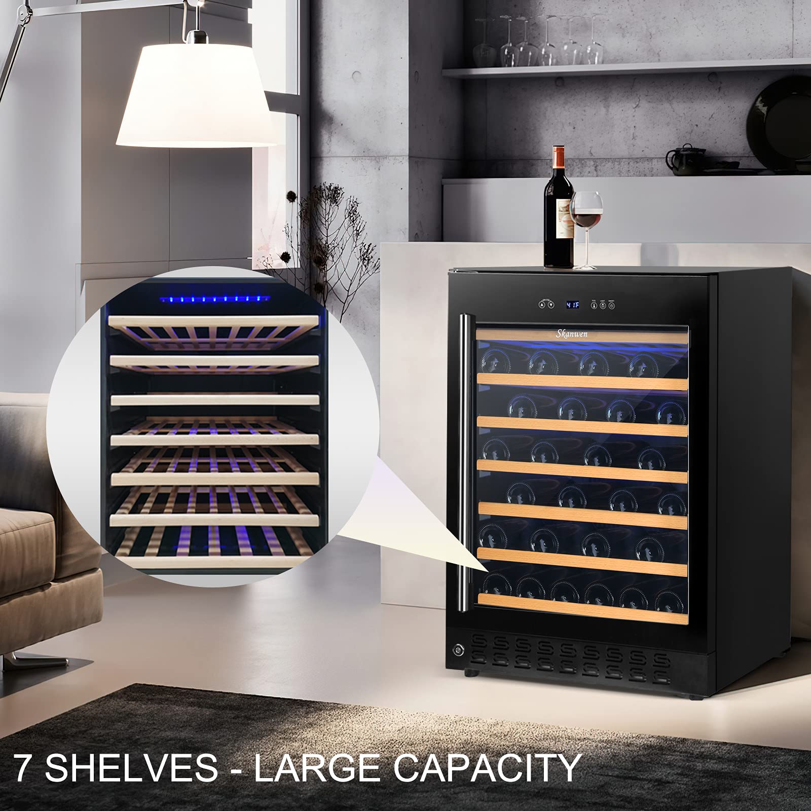 24 Inch Wine Cooler Beverage Refrigerator, SKANWEN 54 Bottle Storage