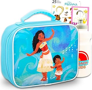 Moana Lunch Box for Girls Set - Bundle with Insulated Moana Lunch Bag, Water Bottle, Stickers, More Moana Lunch Kit for Kids