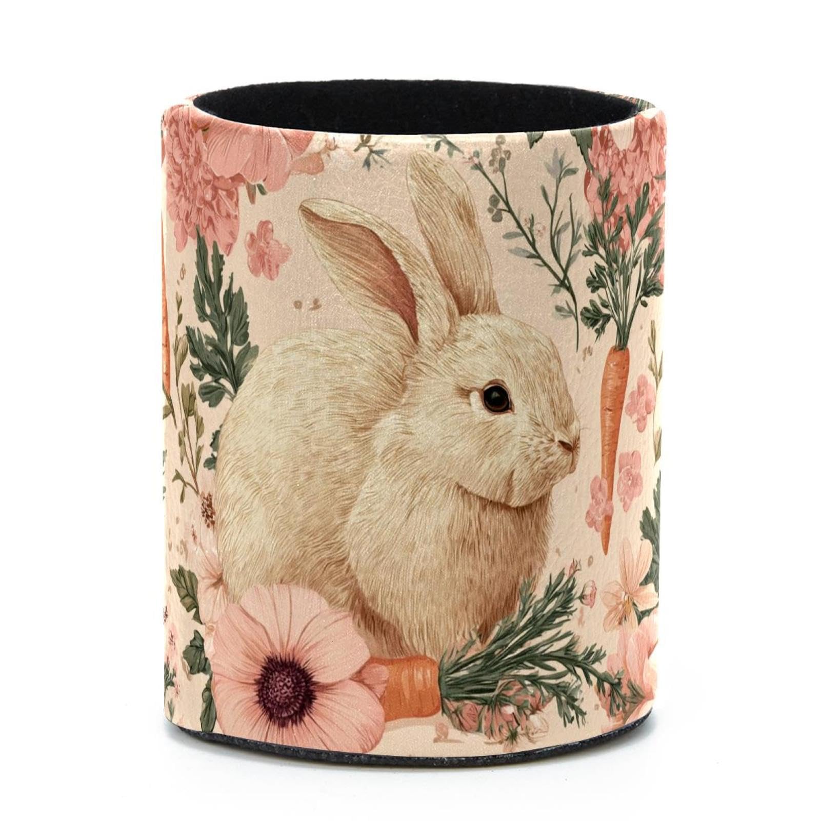VAPOKF Round Pencil Holders for Desk, Rabbits and Carrots Pen Holders Pen Pot Makeup Brushes Storage Desktop Stationery Supplies Organiser for Home Office