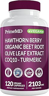 26-in-1 Heart Health & Blood Pressure Support Supplement - Nitric Oxide Booster with Beet Root, CoQ10, L-Arginine, Hawthorn Berry & Turmeric - Supports Circulation & Energy - Vegan, 120 Capsules