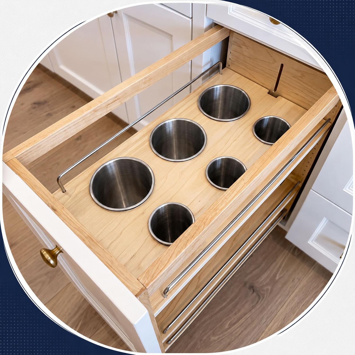 6 Pack Utensil Holder Stainless Steel Commercial Flatware Caddy Cylinder