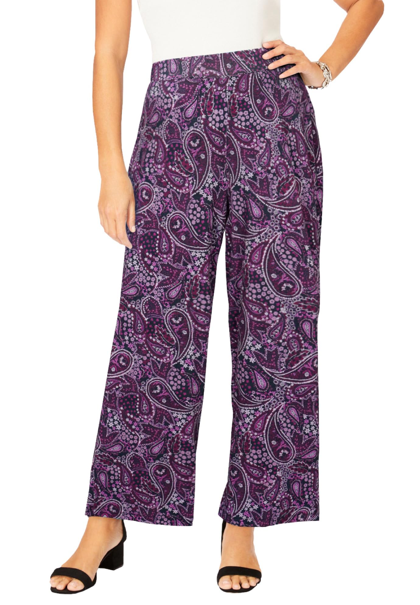 Jessica LondonWomen's Plus Size Everyday Stretch Knit Wide Leg Pant