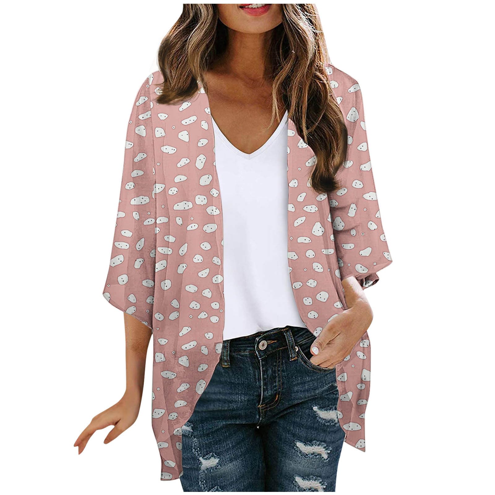 Women Kimono Cardigans Casual Tops Cover Up Lightweight Open Front Floral Print Resort Wear