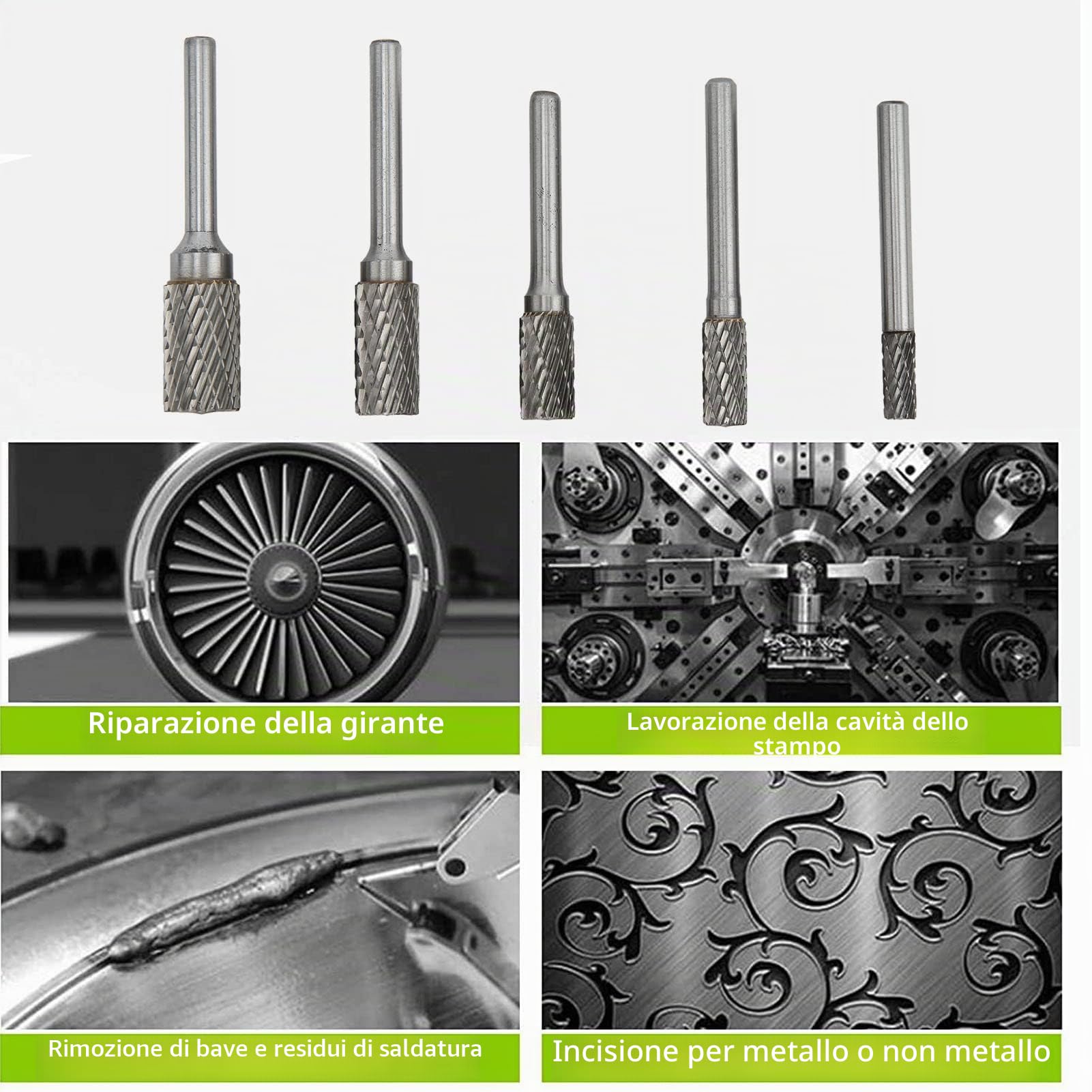 Yctze Frese in Metallo Duro a Doppio Taglio Set di Lime Rotanti Frese da Taglio Shan da 6 Mm Utensile per Lima Rotante Utensile per Sbavatura Rotante per Rettifica Lime Rotanti