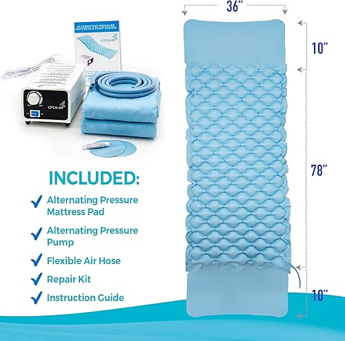 Miniatura 5 de Circa Air Colchón de presión alterna para alivio de llagas y úlceras – Almohadilla de presión de aire inflable con bomba silenciosa, colchones de