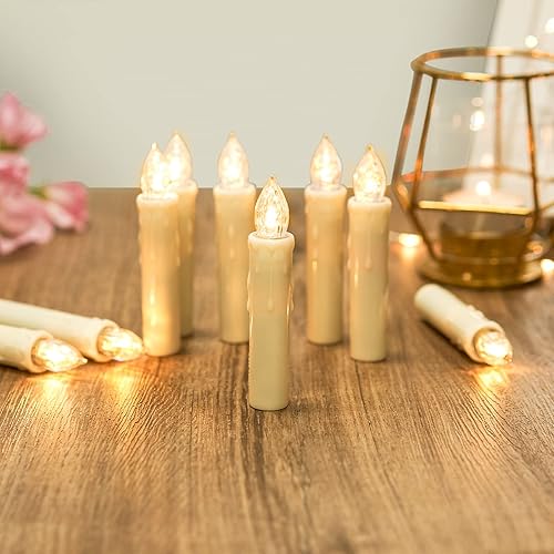 Miniatura 5 de Vela parpadeante sin llama para ventana, luces LED para árbol de Navidad, color blanco cálido, funciona con pilas, velas cónicas eléctricas con
