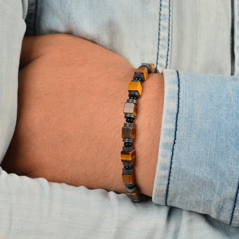 handmade mens bracelets crafted with tigers eye hematite and black agate boost energy protect body and mind They're Mens Jewelry perfect for daily wear and make great gifts for friends - Image 4