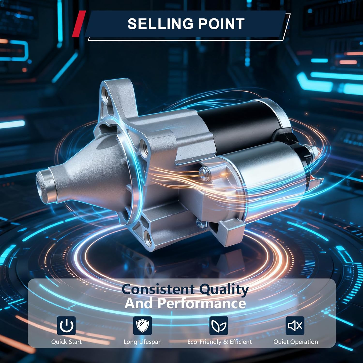 19025N Starter Motor Compatible with Dodge Charger 3.5L 2006-2010, Challenger 3.5L 2009-2010, Chrysler 300 3.5L 2005-2010, 10-Teeth 1.2KW CW 12V, Replaces OE# 04608800AA 04608800AC