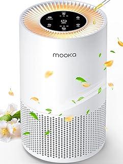Air Purifiers for Home Large Rooms up to 1200ft², MOOKA H13 True HEPA Air Purifier for Bedroom Pets with Fragrance Sponge, Timer, Air Filter Cleaner for Dust, Smoke, Odor, Dander, Pollen (White)