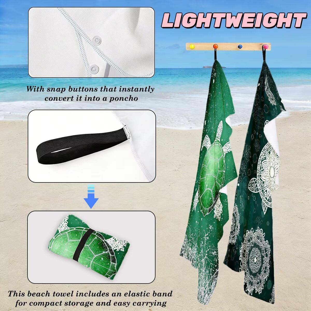 Serviette de Plage XXL 90x200 cm, Lot de 2 Serviette de Bain Microfibre, Anti Sable Serviettes Plage, Séchage Rapide Drap de Bain pour Homme Femme, Portable Fine Serviettes pour Fitness (Rétro) -4059