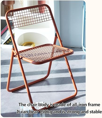 Miniatura 4 de Sillas plegables de metal, silla de comedor de malla de hierro forjado, sillas de césped plegables para bodas, fiestas, oficina, balcón, jardín