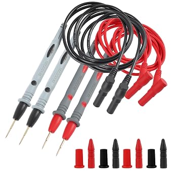 2 Pack Silicone Test Leads Multimeter Probes with Gold Plated Tips, 48 Inch Flexible Multi Meter Leads CAT III 1000V CAT IV 600V 20A Compatible with Digital Multimeters and Clamp Meters