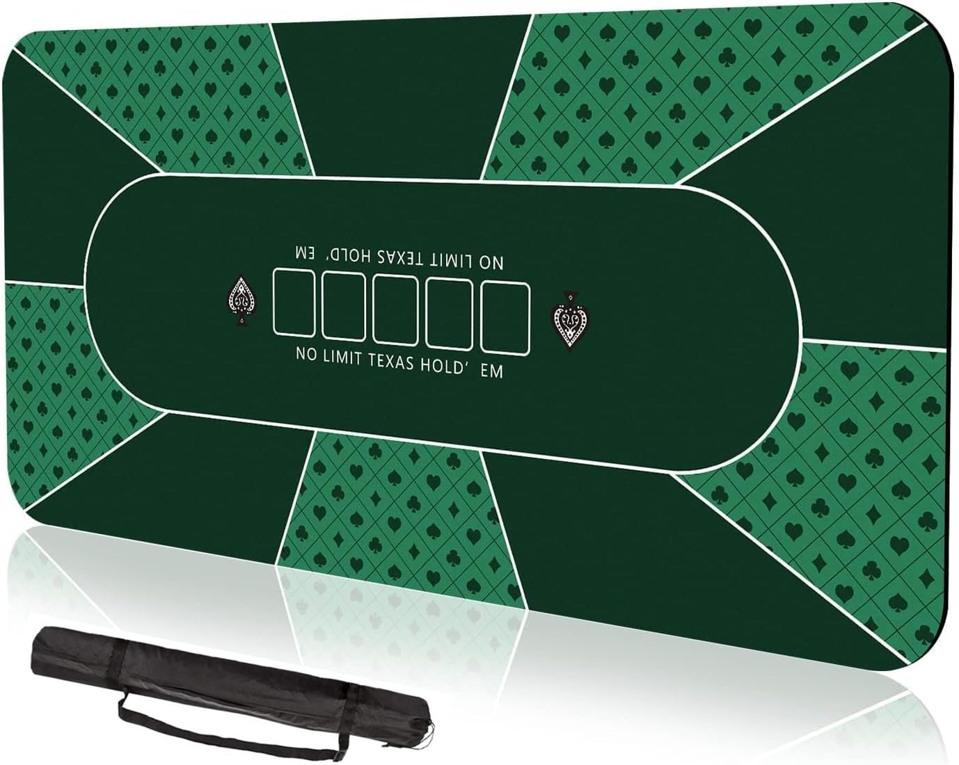 Professional Poker Mat 120 x 60 cm, 10 Players Texas Hold'em Poker Mat, Portable Poker Table Top with Art Deco Layout Print