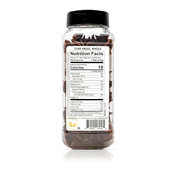 Spiceology Whole Star Anise Sweet, Warm & Licorice-Like Flavor Perfect for Baking, Broths, Braises, Spice Blends & Cocktails Freshly Packed & Chef-Approved 5 oz
