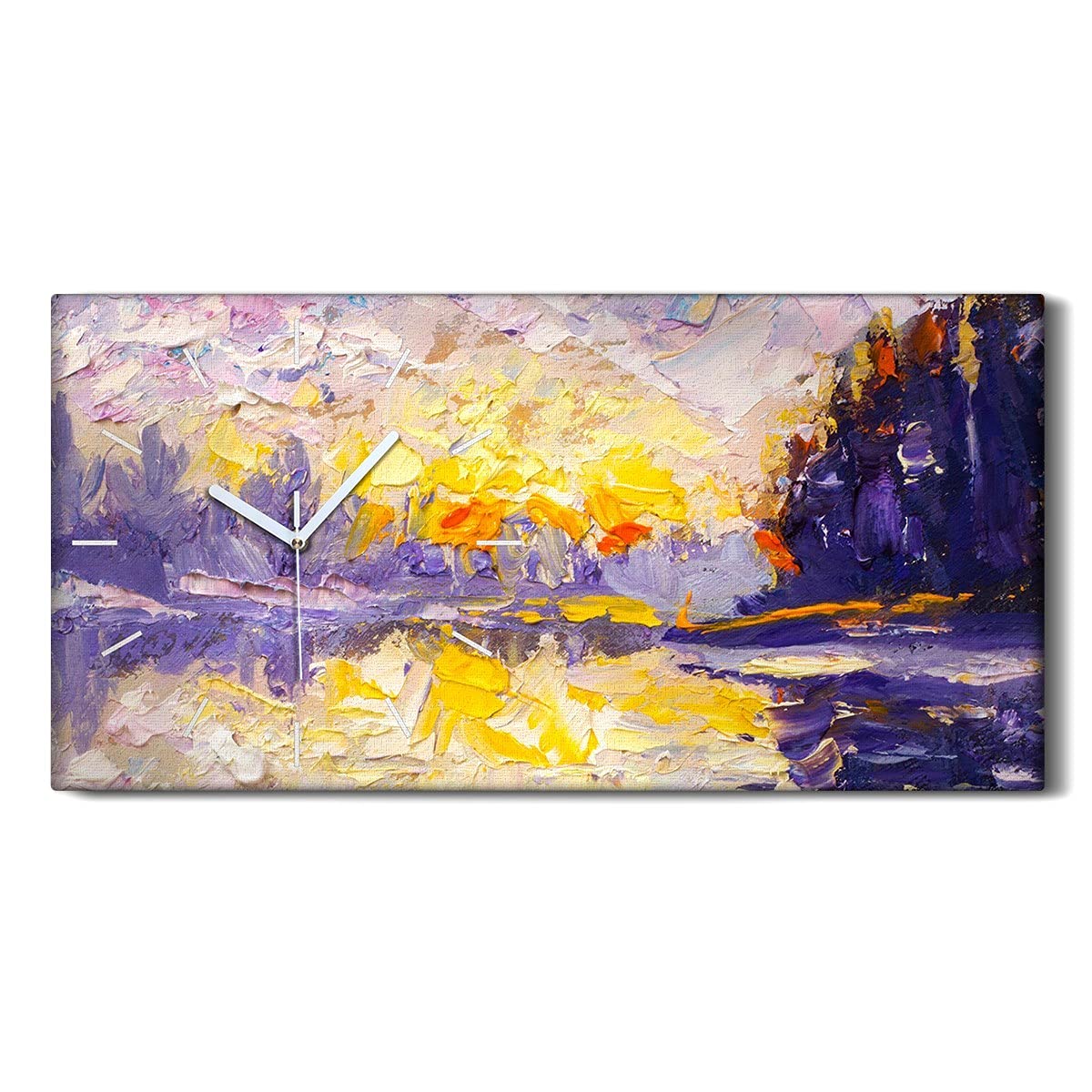 Horloge sur Toile Art Moderne 60x30 - Tableau Lumineux Mains Blanches de Qualité