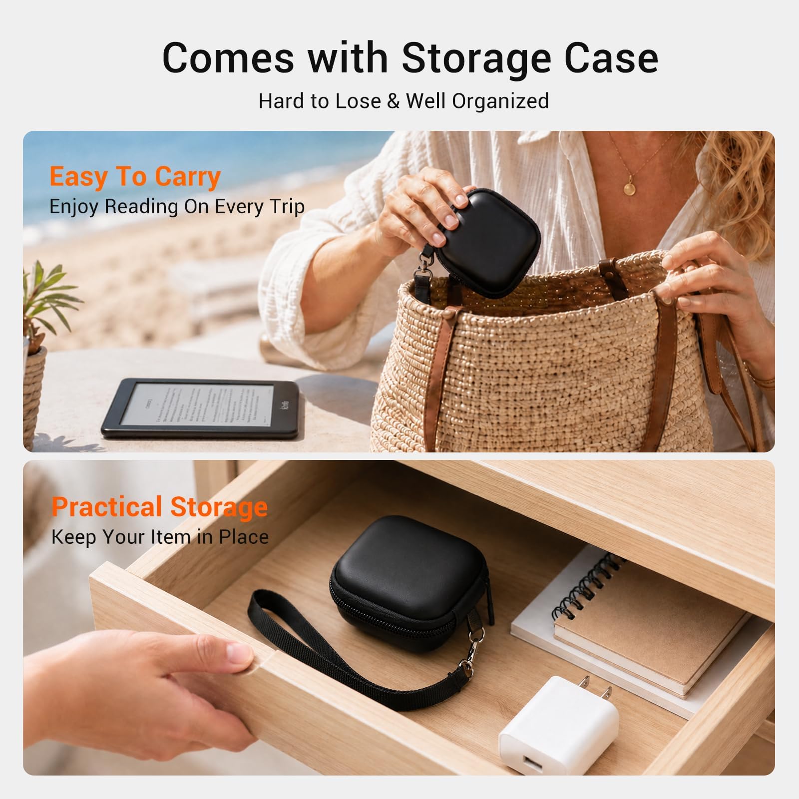 CoBak Page Turner Ring für iPhone, Kindle, Remote Page Turner für iPad & Tablets, Kobo & E-Readers, Kabelloser Fernauslöser für Fotos & Videos, mit Aufbewahrungstasche