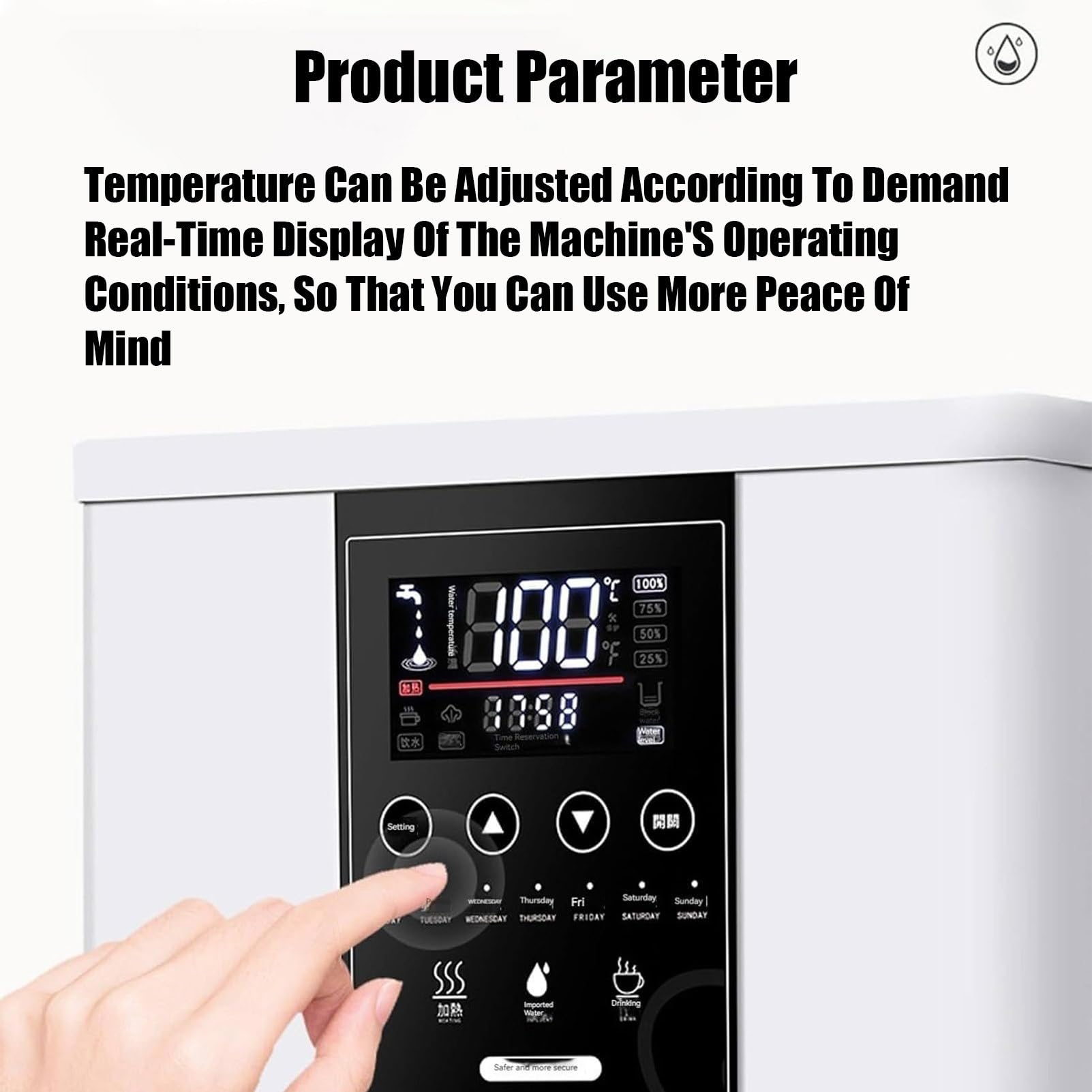 RayGenius Distributeur d'eau Chaude instantané - Chaudière Murale Automatique avec écran LCD et Filtre - Capacité pour la Maison et Le Bureau - Idéal pour Le café et Les Boissons,50L-White