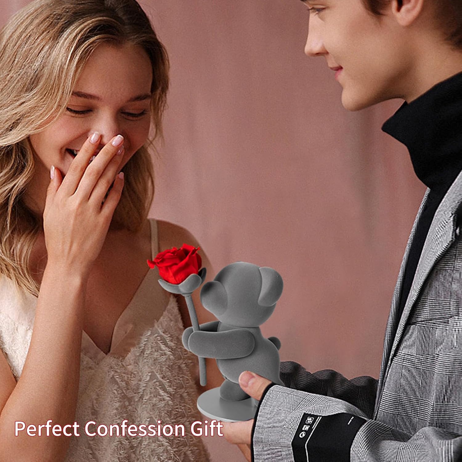 JoyFlower Preserved Flowers with Cute Teddy Bear, Eternal Real Rose Romantic Gift with Elegant Gift Box for Girlfriend Wife Her in Valentine's Day, Birthday, Christmas, Weddings, Anniversaries - Image 3