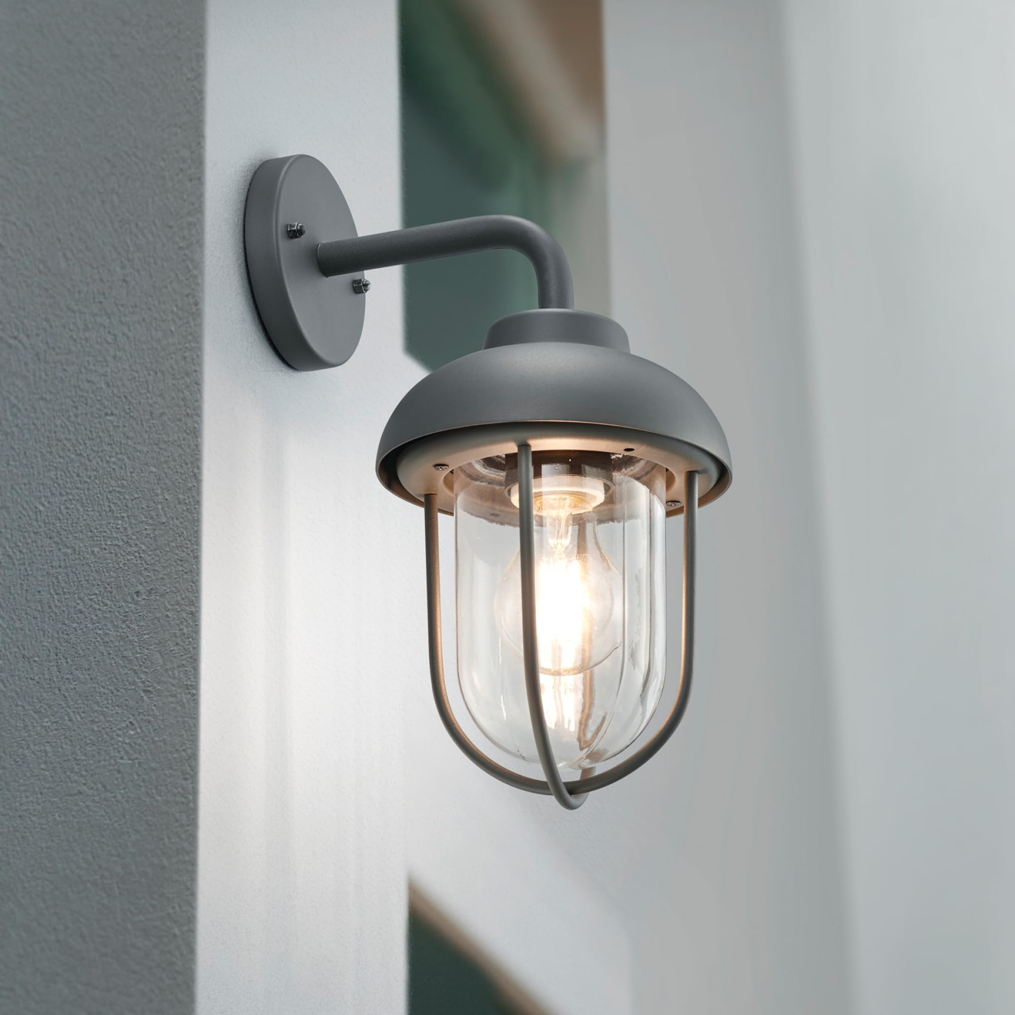 Trio Leuchten Zewnętrzna lampa ścienna Duero 202760142, aluminiowy odlew ciśnieniowy antracyt, szkło przezroczyste, bez 1x E27
