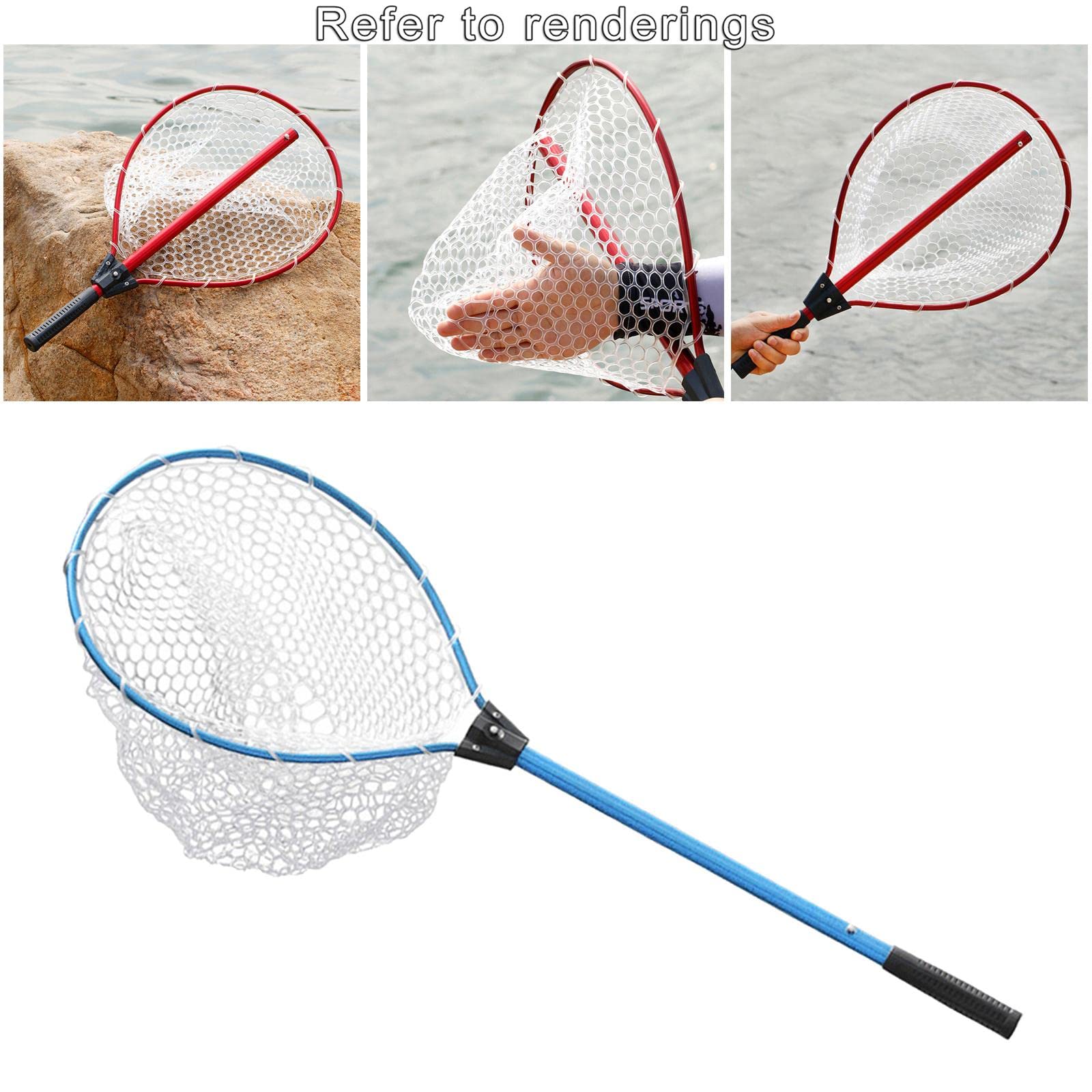Guadino Da Pesca Telescopico In Alluminio, Manico Lungo 130 Cm, Rete Rivestita In Gomma, Pieghevole, Con Clip Da Cintura - 2