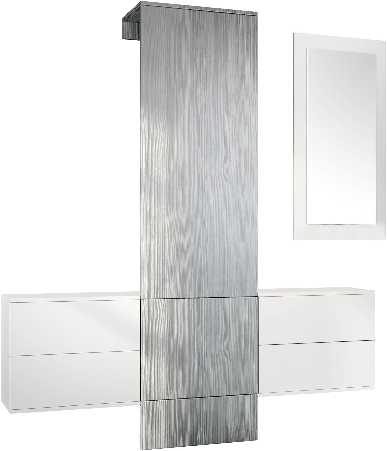 Vestiaire Garderobe Carlton Set 1, Corps En Anthracite Mat / Panneau Portemanteau En Chêne Nature (208 X 193 X 35 Cm