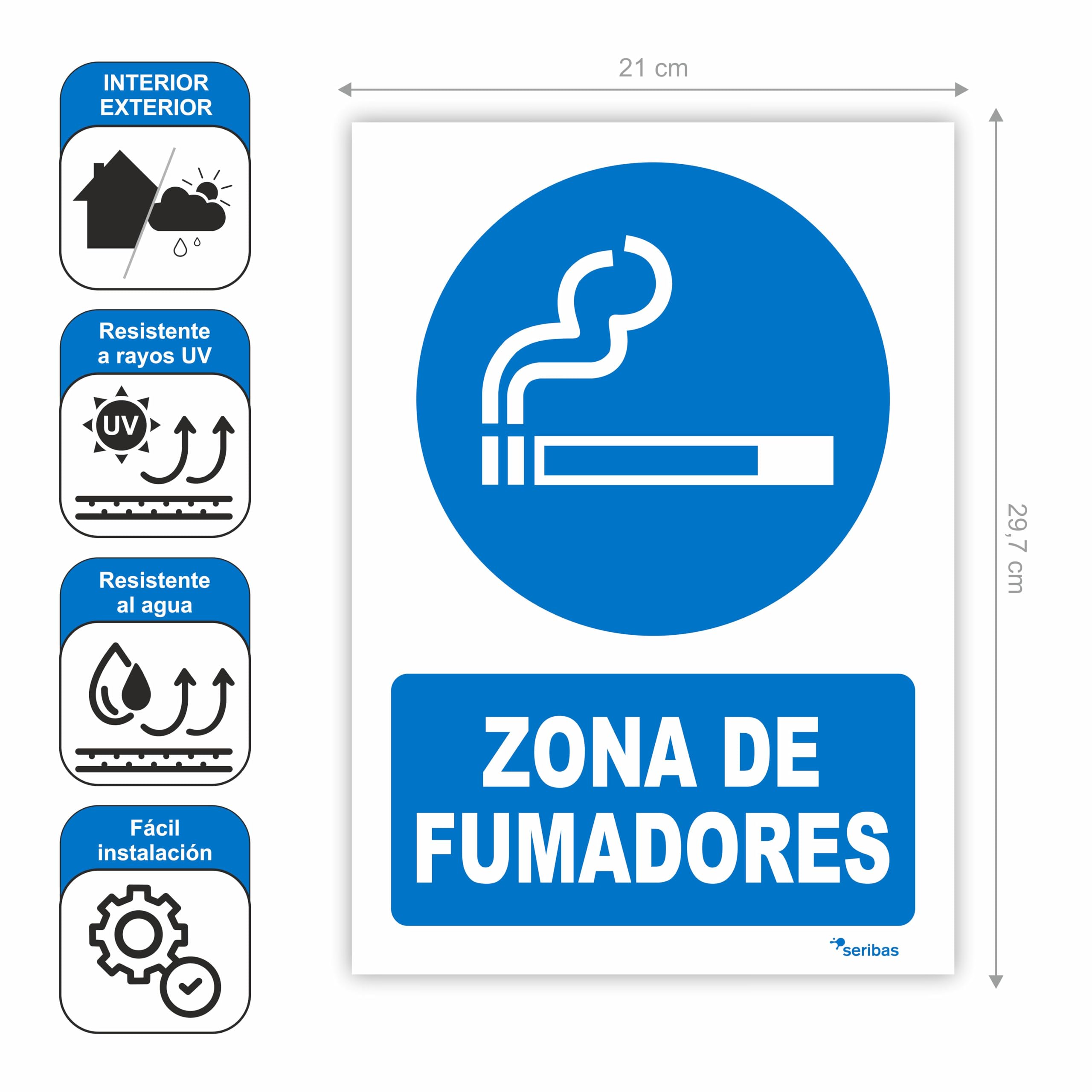 Pack De 2 Carteles Prohibido Fumar A4 - PVC De 3mm, Resistentes A La Intemperie, Para Interior Y Exterior