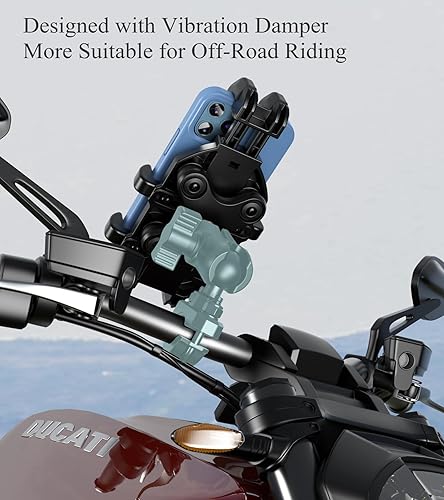 Miniatura 9 de BRCOVAN Soporte de bola de 1 pulgada para teléfono con amortiguador de vibraciones, compatible con soportes RAM tamaño B, brazo de doble zócalo,