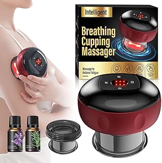 Vinsani Cupping Kit for Massage Therapy, 4-in-1 Electric Cupping Device, 12 Levels Heating & Suction, Cupping Set for Reduce Shoulder Neck Back Fatigue, with Changeable Cups
