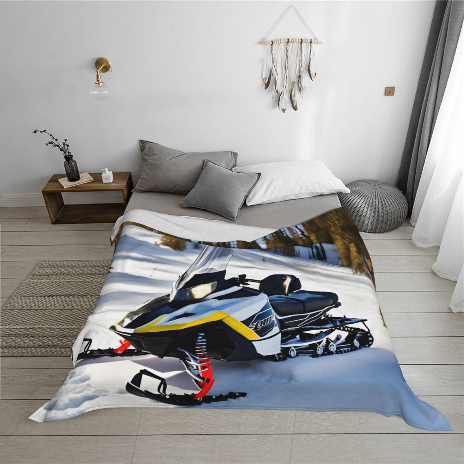 Advanced Snowmobile - Manta de franela estampada de 80 x 60 pulgadas - 30-80 pulgadas. Una manta cálida para uso doméstico en otoño y una manta de viaje portátil.