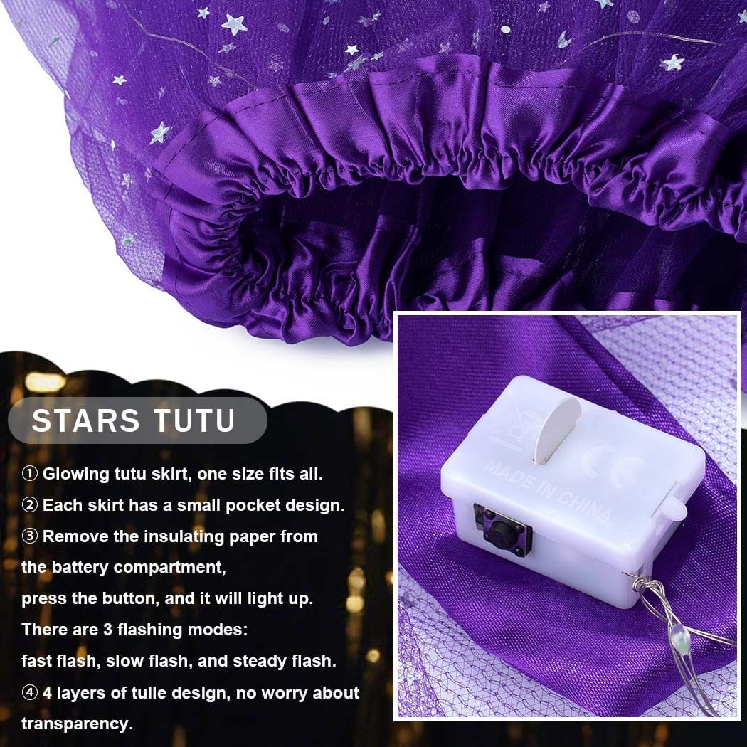 Florry Light Up Tutu Skirt LED Tutus Sparkly Layered Tulle Tutus for Women Party Carnival Costume