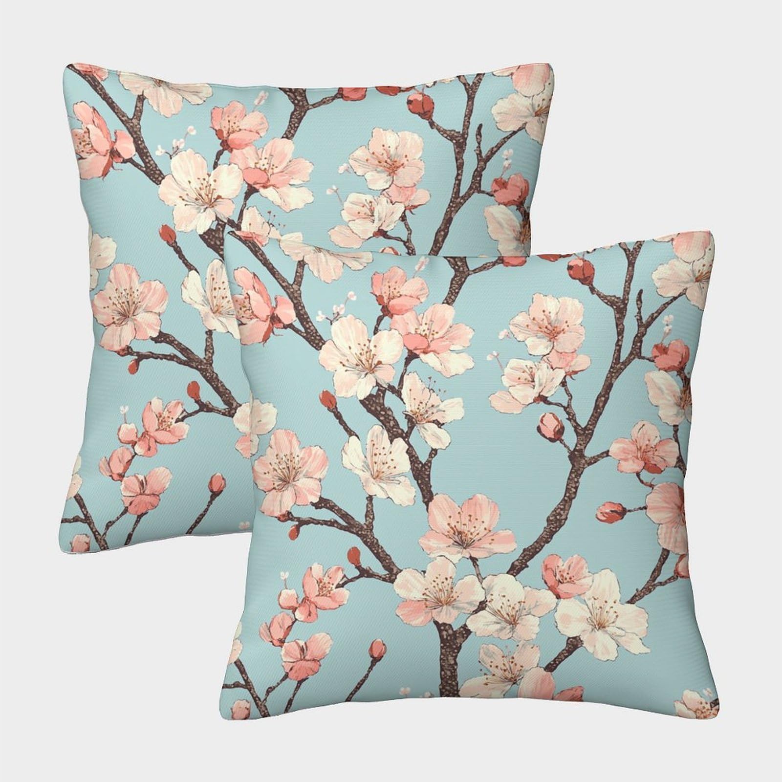 kaiyun 2 Pack Cherry Blossom Pattern,Bohemian Style Pillow Case Home Decoration Sofa Cushion Cover 40x40cm