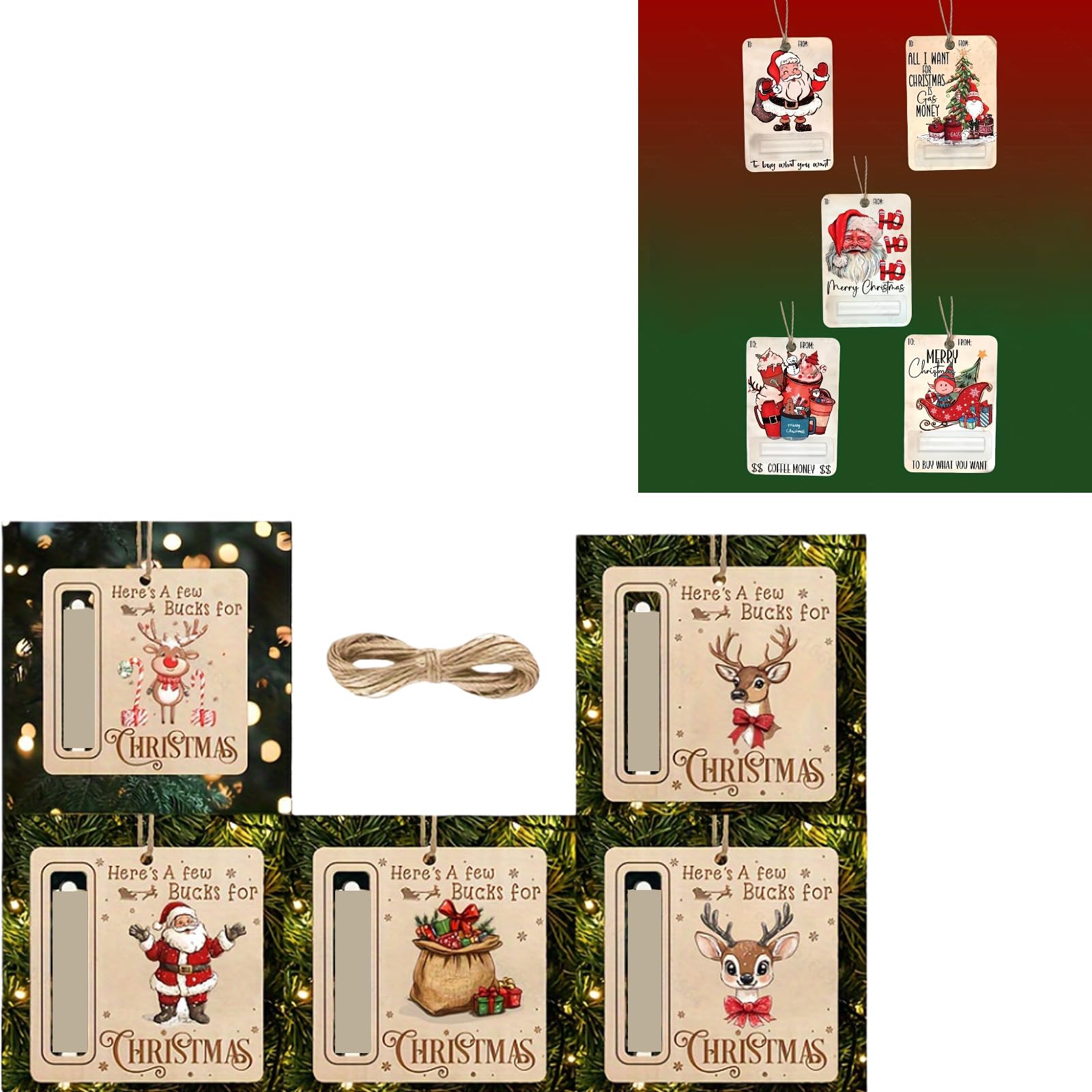 Tsophreniq Recyclable Christmas Themed Tree Money Clip 7PCS Set Home Decoration for Festives Atmospheres Creation Holiday Decoration