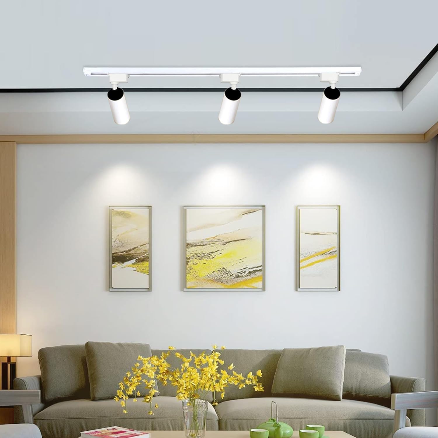 Super Brightness 6000K Cool Light Dimmable Brightness 25W 2000lm H Type LED White Track Lighting Kit System with 13 FT Track Rails, Ceiling Spotlight Fixture with Installation Package