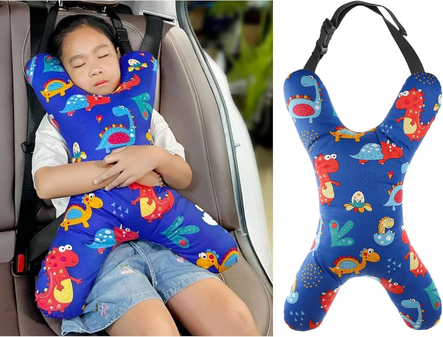 XGOPTS Oreiller de Voyage pour Enfants Coussin de Voyage Voiture en Forme de H/Y/X Coussin de Siège Auto Doux Oreiller de Repos Voiture Réglable pour Adultes Support de Tête et Cou pour Longs Trajets