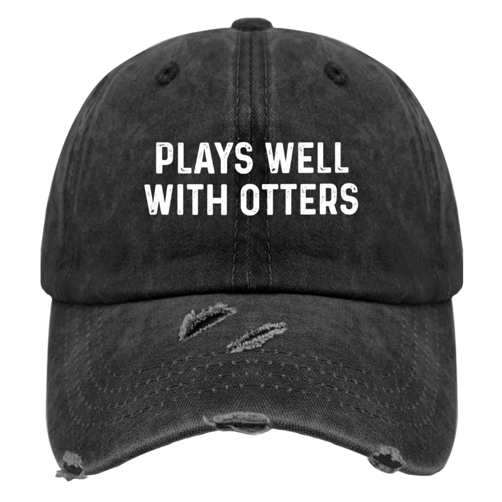 Plays Well with Otters Hat for Men Funny Baseball Cap Funny Birthday Gifts for Women