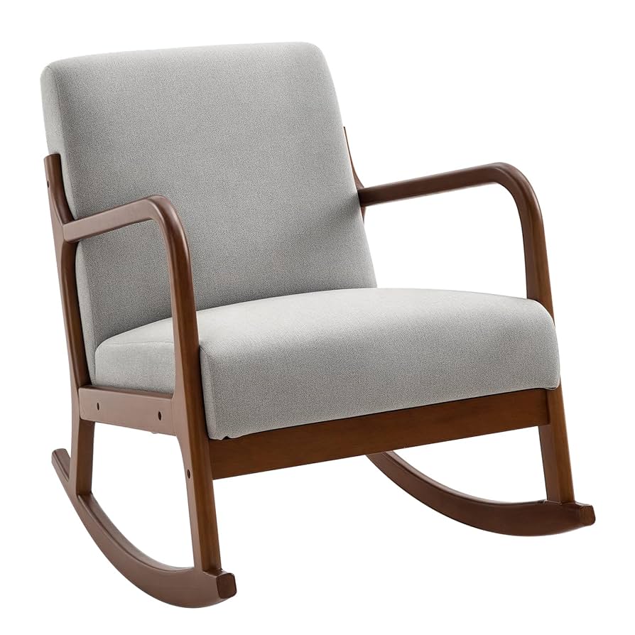 Amazon.com: HOMCOM Upholstered Rocking Armchair with Wood