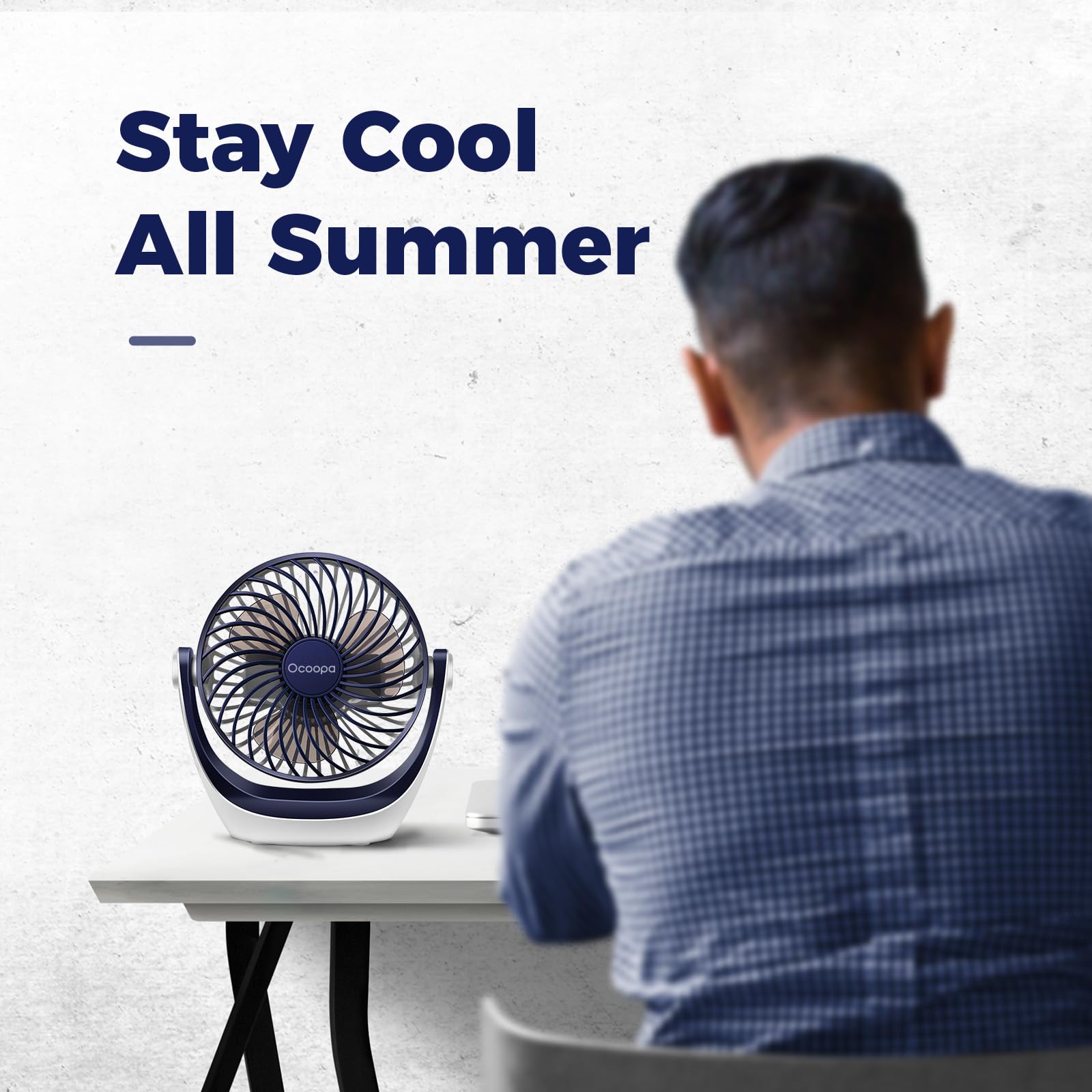 OCOOPA Ventilatore da scrivania USB, ventilatore silenzioso portatile, mini ventilatore potente, 3 velocità piccolo ventilatore tavolo per la camera, ufficio, casa, cucina(rotazione 360°, alimentato