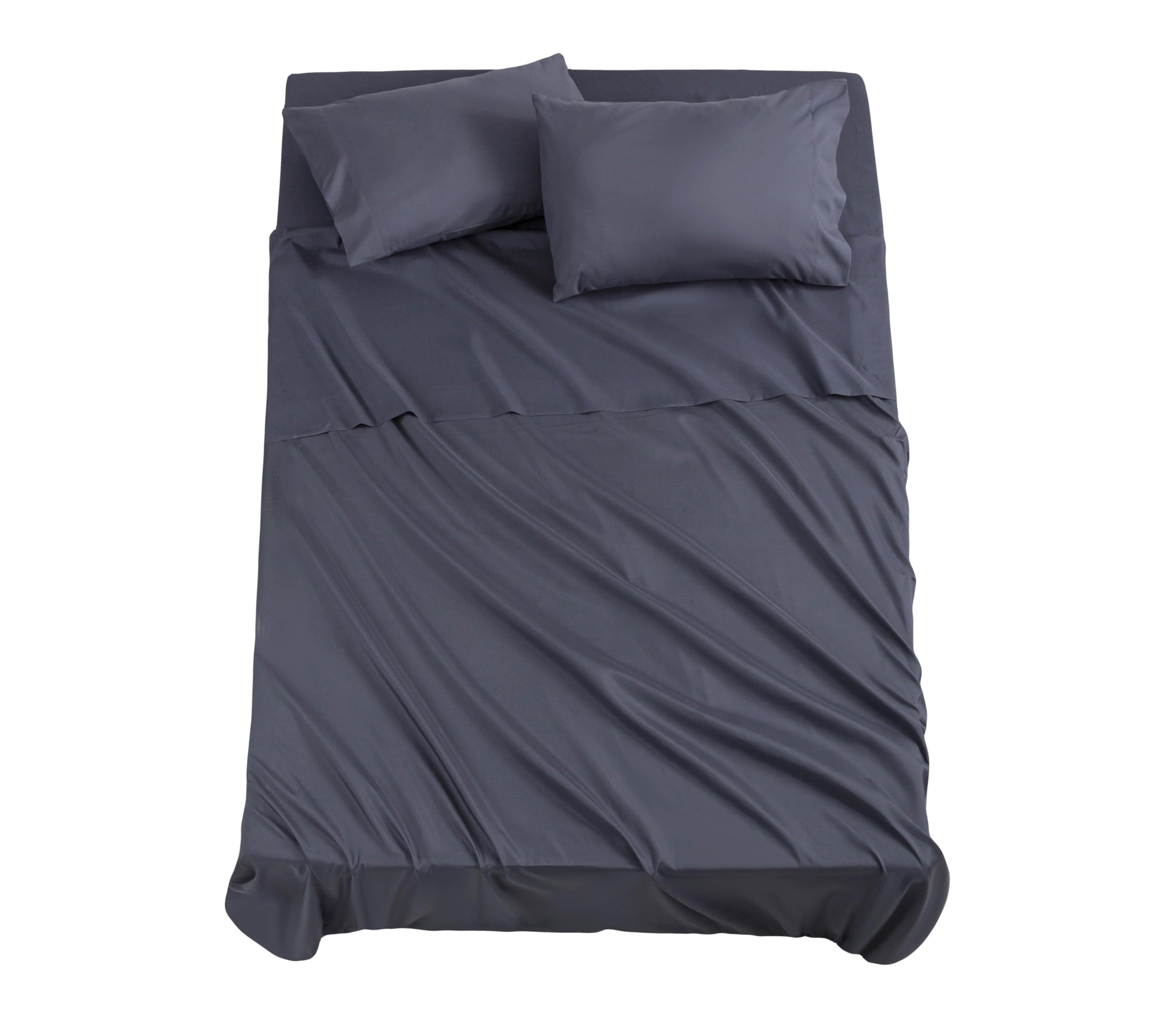 Todocama - 4-Piece Bedding Set - 5003 - Fitted Sheet - Top Sheet - Two Pillowcases 50 x 80 cm (Bed 90 x 190/200 cm, Dark Grey) - Image 2