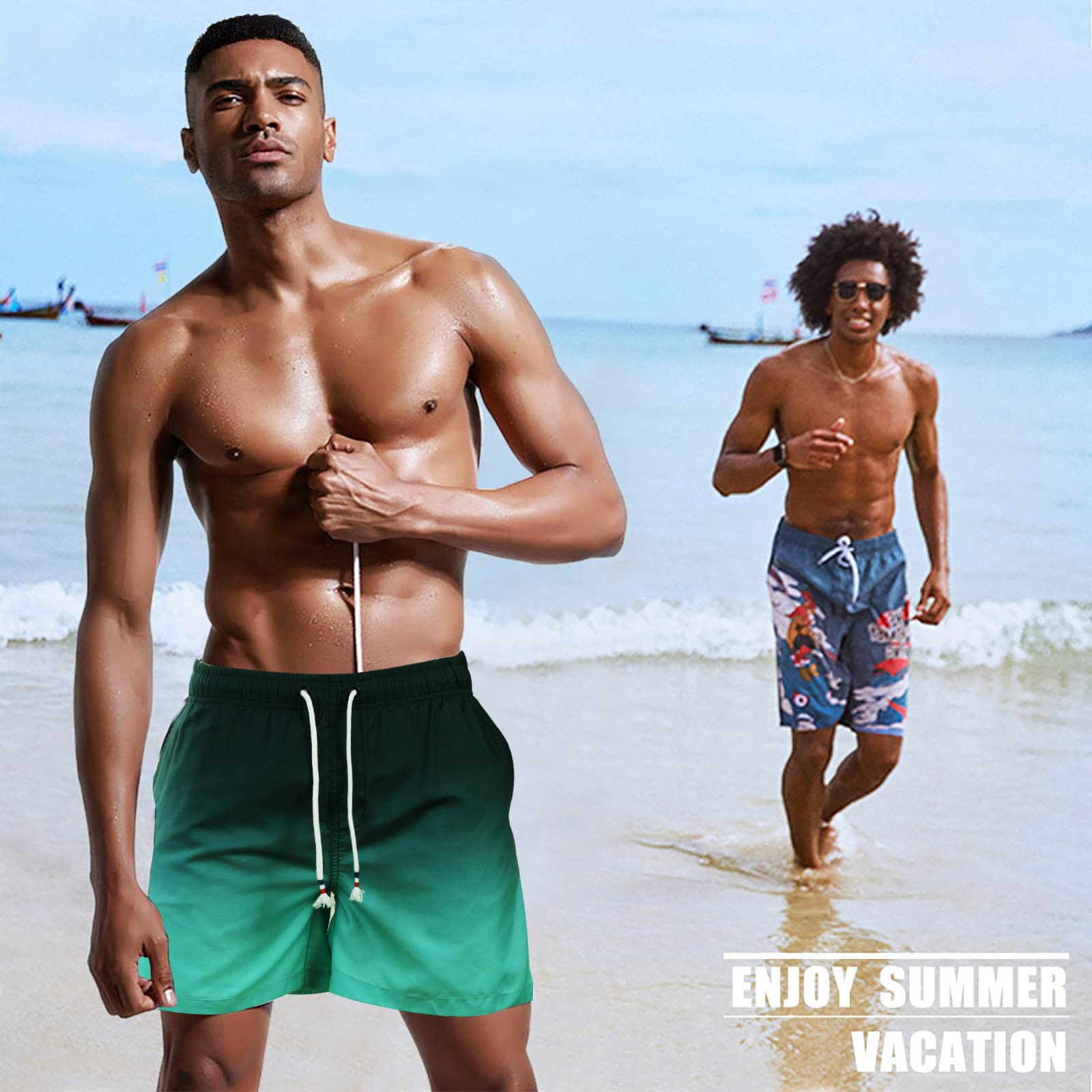 Badehose Herren Badeshorts Kurz Sportbekleidung Männer Schnelltrocknend Kurzen Strandhose Sporthose Schwimmhose mit Meshfutter