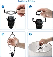 Vista 6 de PATIKIL Kit de arpa de lámpara de 8, 9, 10, 11 pulgadas con remate, soporte de pantalla ajustable con base de luz IP E26 de 3/8 para iluminación