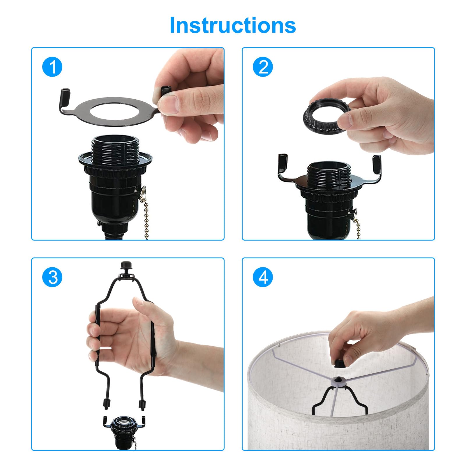 PATIKIL 8 9 10 11 lamp harp kit met eindstuk instelbare lamphouder